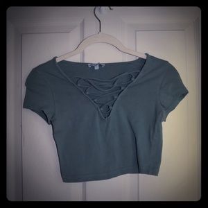 Criss cross tied v-neck